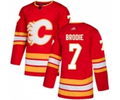 Youth Calgary Flames #7 TJ Brodie Authentic Red Alternate Hockey Jersey