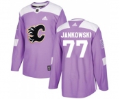 Youth Calgary Flames #77 Mark Jankowski Authentic Purple Fights Cancer Practice Hockey Jersey