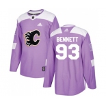 Youth Calgary Flames #93 Sam Bennett Authentic Purple Fights Cancer Practice Hockey Jersey