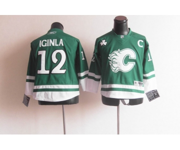 youth nhl jerseys calgary flames #12 iginla green