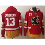 Calgary Flames #13 Johnny Gaudreau Red Name & Number Pullover NHL Hoodie