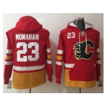 Calgary Flames #23 Sean Monahan Red Name & Number Pullover NHL Hoodie