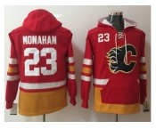 Calgary Flames #23 Sean Monahan Red Name & Number Pullover NHL Hoodie