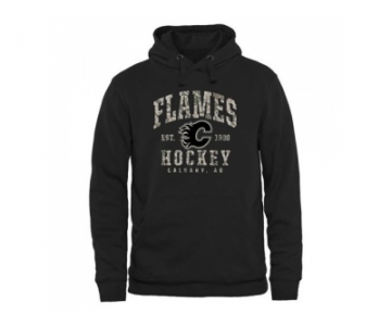 Men's Calgary Flames Black Camo Stack Pullover Hoodie