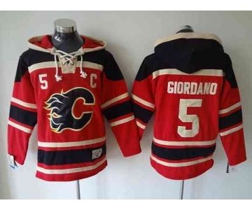 nhl jerseys calgary flames #5 giordano red[pullover hooded sweatshirt C]