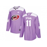 Men Adidas Carolina Hurricanes #11 Jordan Staal Purple Authentic Fights Cancer Stitched NHL Jersey