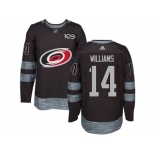 Men Adidas Carolina Hurricanes #14 Justin Williams Black 1917-2017 100th Anniversary Stitched NHL Jersey