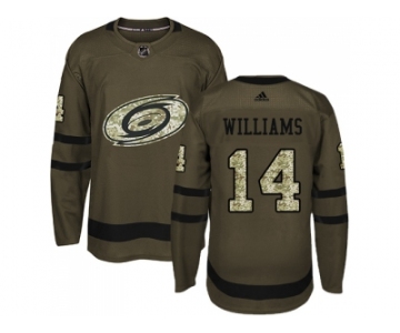 Men Adidas Carolina Hurricanes #14 Justin Williams Green Salute to Service Stitched NHL Jersey