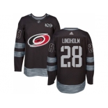 Men Adidas Carolina Hurricanes #28 Elias Lindholm Black 1917-2017 100th Anniversary Stitched NHL Jersey