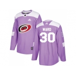 Men Adidas Carolina Hurricanes #30 Cam Ward Purple Authentic Fights Cancer Stitched NHL Jersey