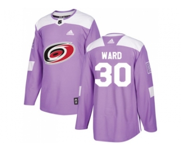 Men Adidas Carolina Hurricanes #30 Cam Ward Purple Authentic Fights Cancer Stitched NHL Jersey