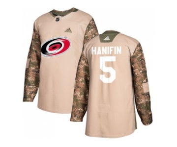 Men Adidas Carolina Hurricanes #5 Noah Hanifin Camo Authentic 2017 Veterans Day Stitched NHL Jersey