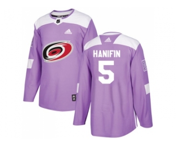 Men Adidas Carolina Hurricanes #5 Noah Hanifin Purple Authentic Fights Cancer Stitched NHL Jersey