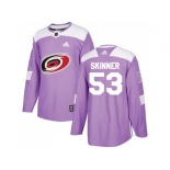 Men Adidas Carolina Hurricanes #53 Jeff Skinner Purple Authentic Fights Cancer Stitched NHL Jersey