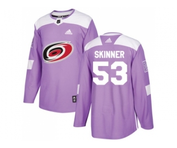 Men Adidas Carolina Hurricanes #53 Jeff Skinner Purple Authentic Fights Cancer Stitched NHL Jersey