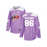 Men Adidas Carolina Hurricanes #86 Teuvo Teravainen Purple Authentic Fights Cancer Stitched NHL Jersey