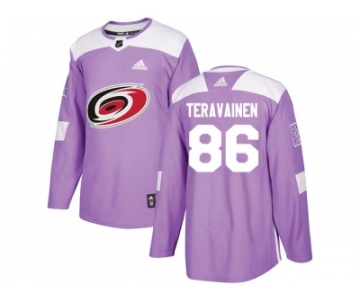 Men Adidas Carolina Hurricanes #86 Teuvo Teravainen Purple Authentic Fights Cancer Stitched NHL Jersey