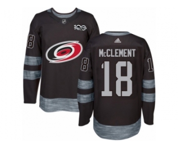 Men's Adidas Carolina Hurricanes #18 Jay McClement Authentic Black 1917-2017 100th Anniversary NHL Jersey