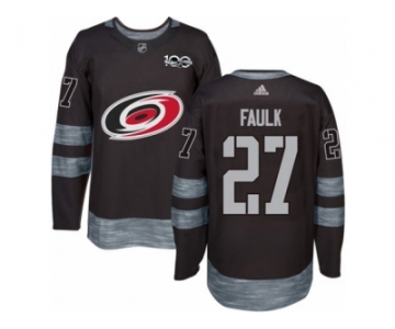 Men's Adidas Carolina Hurricanes #27 Justin Faulk Authentic Black 1917-2017 100th Anniversary NHL Jersey