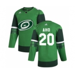 Men's Carolina Hurricanes #20 Sebastian Aho 2020 St. Patrick's Day Stitched Hockey Jersey Green