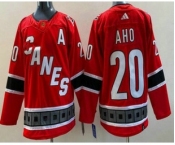 Men's Carolina Hurricanes #20 Sebastian Aho Red 2022 Reverse Retro Authentic Jersey