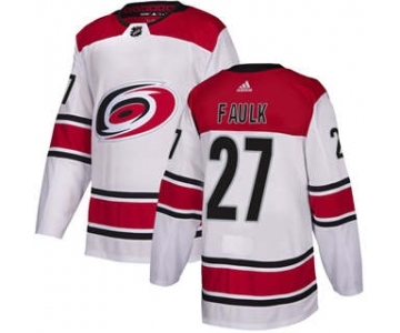 Men's Carolina Hurricanes #27 Justin Faulk White Road Stitched Hockey Jersey