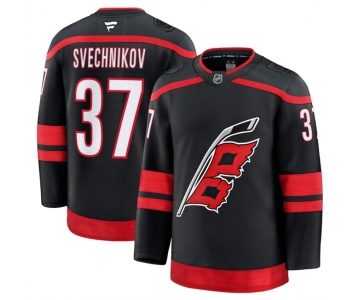 Men's Carolina Hurricanes #37 Andrei Svechnikov Black 2024-25 Home Stitched Hockey Jersey