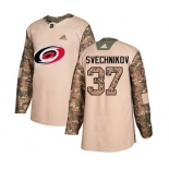 Men's Carolina Hurricanes #37 Andrei Svechnikov Camo 2017 Veterans Day Stitched Hockey Jersey