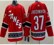 Men's Carolina Hurricanes #37 Andrei Svechnikov Red 2022 Reverse Retro Authentic Jersey