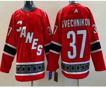 Men's Carolina Hurricanes #37 Andrei Svechnikov Red 2022 Reverse Retro Authentic Jersey