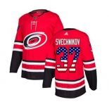 Men's Carolina Hurricanes #37 Andrei Svechnikov Red Home USA Flag Stitched Hockey Jersey