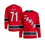 Men's Carolina Hurricanes #71 Jesper Fast 2022-23 Reverse Retro Red Stitched Jersey