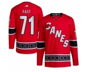 Men's Carolina Hurricanes #71 Jesper Fast 2022-23 Reverse Retro Red Stitched Jersey