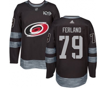 Men's Carolina Hurricanes #79 Michael Ferland Black 1917-2017 100th Anniversary Stitched Hockey Jersey