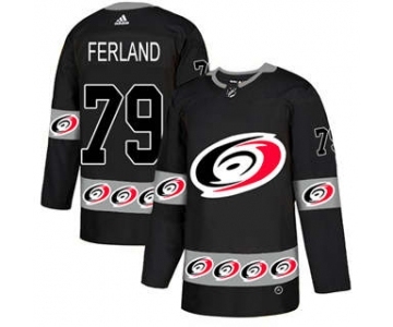 Men's Carolina Hurricanes #79 Michael Ferland Black Team Logo Fashion Stitched Hockey Jersey