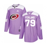 Men's Carolina Hurricanes #79 Michael Ferland Purple Fights Cancer Stitched Hockey Jersey