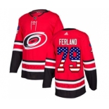 Men's Carolina Hurricanes #79 Michael Ferland Red Home USA Flag Stitched Hockey Jersey