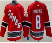 Men's Carolina Hurricanes #8 Brent Burns Red 2022 Reverse Retro Authentic Jersey