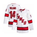 Men's Hurricanes #14 Justin Williams White Road Authentic Stitched Hockey Jersey