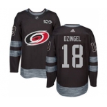 Men's Hurricanes #18 Ryan Dzingel Black 1917-2017 100th Anniversary Stitched Hockey Jersey