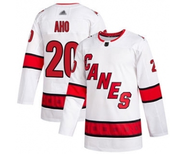 Men's Hurricanes #20 Sebastian Aho White Road Authentic Stitched Hockey Jersey