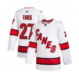 Men's Hurricanes #27 Justin Faulk White Road Authentic Stitched Hockey Jersey