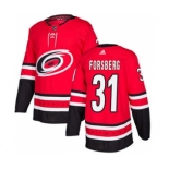 Men's Hurricanes #31 Anton Forsberg Red Home Authentic Stitched Hockey Jersey