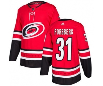 Men's Hurricanes #31 Anton Forsberg Red Home Authentic Stitched Hockey Jersey