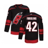 Men's Hurricanes #42 Gustav Forsling Black Alternate Authentic Stitched Hockey Jersey