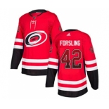 Men's Hurricanes #42 Gustav Forsling Red Home Authentic Drift Fashion Stitched Hockey Jersey