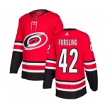 Men's Hurricanes #42 Gustav Forsling Red Home Authentic Stitched Hockey Jersey