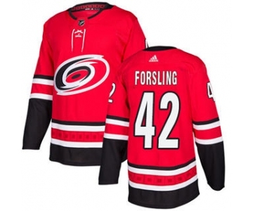 Men's Hurricanes #42 Gustav Forsling Red Home Authentic Stitched Hockey Jersey