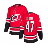 Men's Hurricanes #47 James Reimer Red Home Authentic Stitched Hockey Jersey