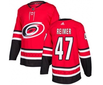 Men's Hurricanes #47 James Reimer Red Home Authentic Stitched Hockey Jersey